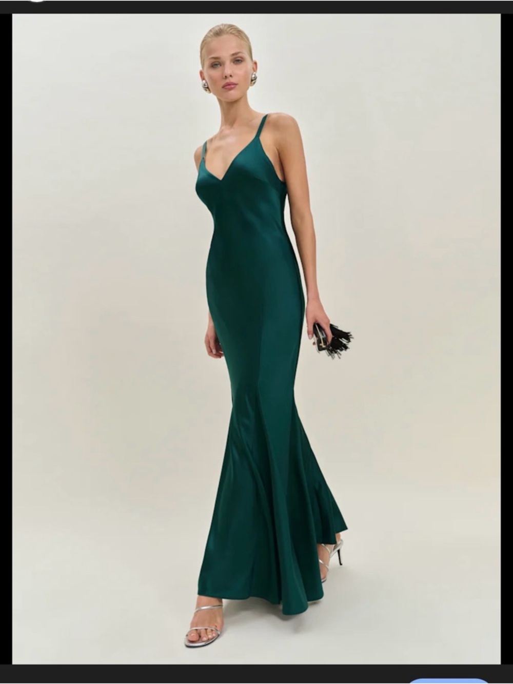 NWT Reformation Forest Green Tyler Satin Dress Formal Full Length Dress size 10